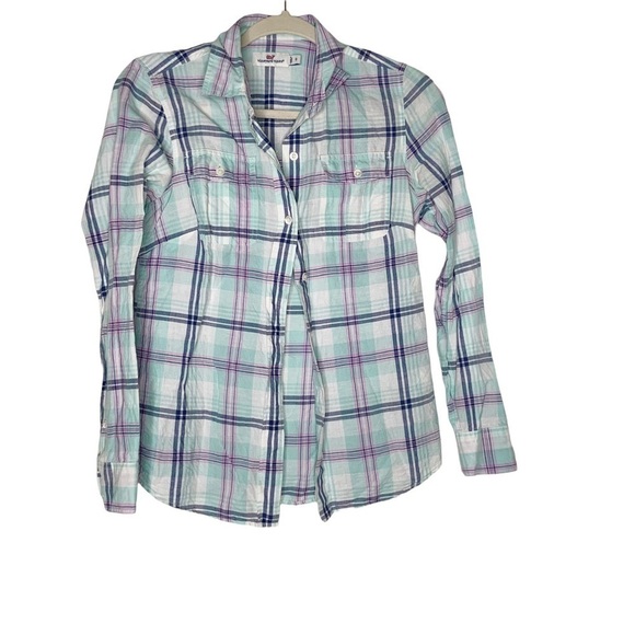 Vineyard Vines green buttoned down shirt. Striped. Size 0 - Picture 1 of 7